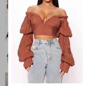 Pink orange off the shoulder  top